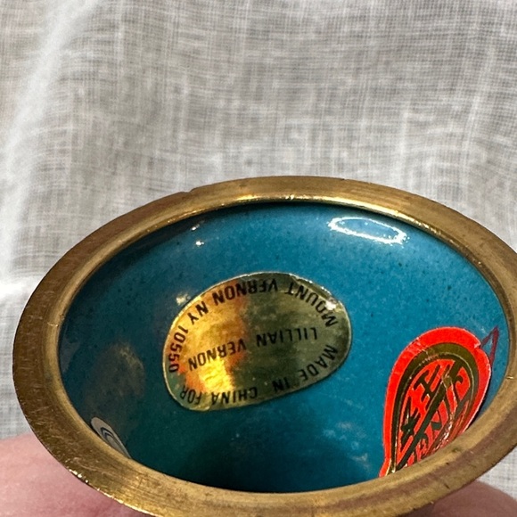 Vintage Lillian Vernon Chinese Cloisonné Bell 1980s 2" x 1.75" Flower Design EUC - Picture 8 of 9